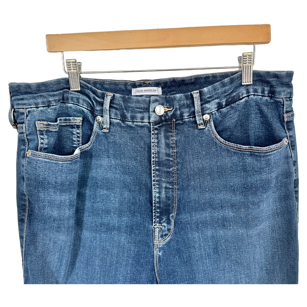 Good American Good Legs Crop High Rise Skinny Jeans Distressed Blue 345 Size 20 - Picture 5 of 13